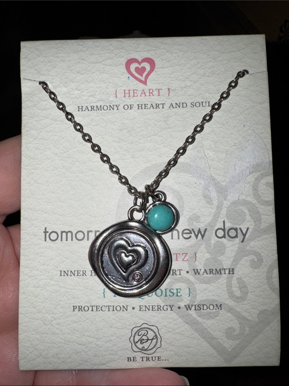 Giftcraft ‘Tomorrow is a New Day’ Heart Charm Turquoise Pendant Necklace
